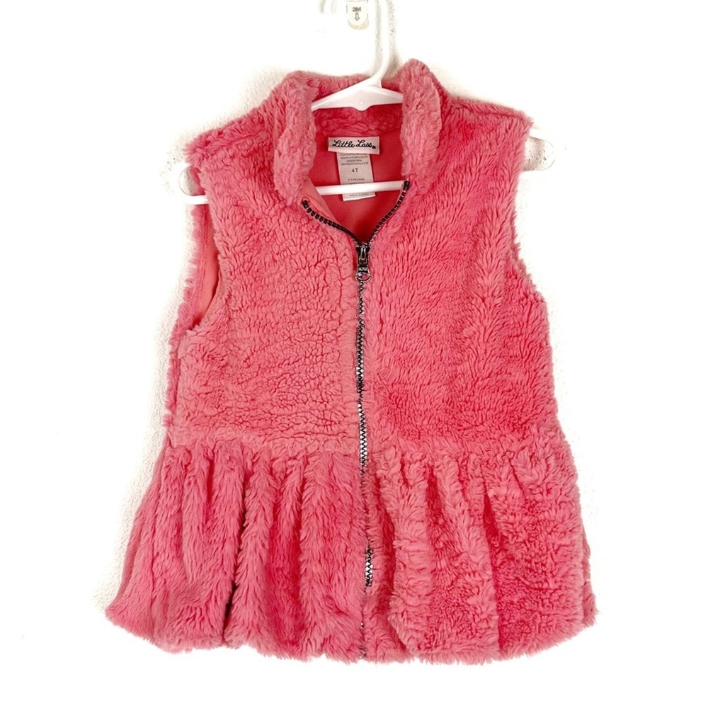 Girls Faux Fur Vest 4T Princess Pink Cozy Warm Winter Snuggle